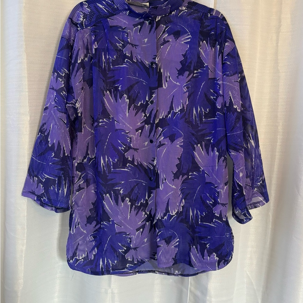 Vintage Elegant Purple Floral Swim Coverup